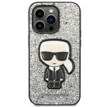 Carcasa Karl Lagerfeld Glitter Flakes Ikonik compatibila cu iPhone 14 Pro Max, Silver 2 - lerato.ro