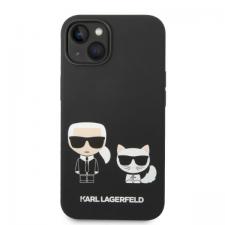 Carcasa Karl Lagerfeld Liquid Silicone Karl & Choupette Magsafe compatibila cu iPhone 14 Plus, Negru