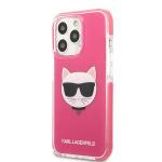 Carcasa Karl Lagerfeld Choupette Head compatibila cu iPhone 13 Pro Max, Fucsia 3 - lerato.ro
