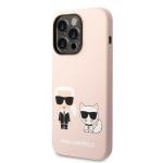 Carcasa Karl Lagerfeld Silicone Karl and Choupette cu Magsafe compatibila cu iPhone 14 Pro, Roz 3 - lerato.ro