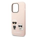 Carcasa Karl Lagerfeld Silicone Karl and Choupette cu Magsafe compatibila cu iPhone 14 Pro, Roz 7 - lerato.ro