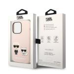 Carcasa Karl Lagerfeld Silicone Karl and Choupette cu Magsafe compatibila cu iPhone 14 Pro, Roz 9 - lerato.ro