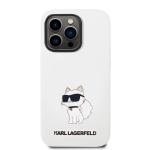 Carcasa Karl Lagerfeld Silicone Choupette compatibila cu iPhone 14 Pro, Alb 2 - lerato.ro