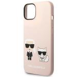 Carcasa Karl Lagerfeld Silicon Karl and Choupette Magsafe compatibila cu iPhone 14, Roz 7 - lerato.ro