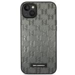 Carcasa Karl Lagerfeld Saffiano Mono Metal Logo compatibila cu iPhone 14, Gri 2 - lerato.ro
