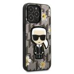 Carcasa Karl Lagerfeld Flower Ikonik Karl compatibila cu iPhone 13 / 13 Pro, Gri 5 - lerato.ro