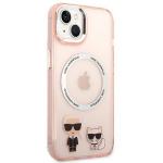 Carcasa Karl Lagerfeld Karl and Choupette Aluminiu Magsafe compatibila cu iPhone 14 Plus, Roz 5 - lerato.ro