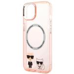 Carcasa Karl Lagerfeld Karl and Choupette Aluminiu Magsafe compatibila cu iPhone 14 Plus, Roz 7 - lerato.ro