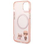 Carcasa Karl Lagerfeld Karl and Choupette Aluminiu Magsafe compatibila cu iPhone 14 Plus, Roz 8 - lerato.ro