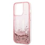 Carcasa Karl Lagerfeld Liquid Glitter Big KL compatibila cu iPhone 14 Pro, Roz 7 - lerato.ro