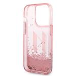 Carcasa Karl Lagerfeld Liquid Glitter Big KL compatibila cu iPhone 14 Pro, Roz 8 - lerato.ro