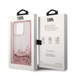 Carcasa Karl Lagerfeld Liquid Glitter Big KL compatibila cu iPhone 14 Pro, Roz 9 - lerato.ro