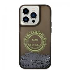 Carcasa Karl Lagerfeld Liquid Glitter RSG compatibila cu iPhone 14 Pro, Negru