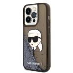 Carcasa Karl Lagerfeld Glitter Karl Head compatibila cu iPhone 14 Pro, Negru 3 - lerato.ro
