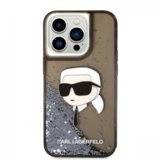 Carcasa Karl Lagerfeld Glitter Karl Head compatibila cu iPhone 14 Pro, Negru