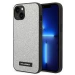 Carcasa Karl Lagerfeld Glitter Plaque Logo compatibila cu iPhone 14 Plus, Silver 4 - lerato.ro
