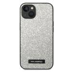 Carcasa Karl Lagerfeld Glitter Plaque Logo compatibila cu iPhone 14 Plus, Silver 2 - lerato.ro
