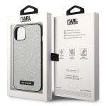 Carcasa Karl Lagerfeld Glitter Plaque Logo compatibila cu iPhone 14 Plus, Silver 9 - lerato.ro