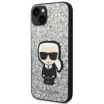 Carcasa Karl Lagerfeld Glitter Flakes Ikonik compatibila cu iPhone 14 Plus, Silver 3 - lerato.ro