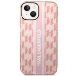 Carcasa Karl Lagerfeld Mono Vertical Stripe compatibila cu iPhone 14 Plus, Roz 2 - lerato.ro
