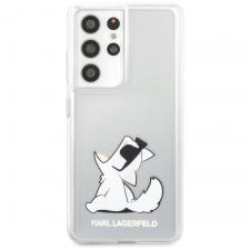 Carcasa Karl Lagerfeld Choupette Fun compatibila cu Samsung Galaxy S21 Ultra, Transparent