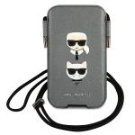 Geanta universala Karl Lagerfeld Saffiano Ikonik Karl and Choupette compatibila cu dispozitive de pana la 6.7 inch, Gri 2 - lerato.ro