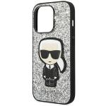 Carcasa Karl Lagerfeld Glitter Flakes Ikonik compatibila cu iPhone 14 Pro, Silver 7 - lerato.ro