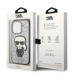 Carcasa Karl Lagerfeld Glitter Flakes Ikonik compatibila cu iPhone 14 Pro, Silver 9 - lerato.ro