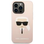 Carcasa Karl Lagerfeld Silicone Karl Head compatibila cu iPhone 14 Pro, Roz 2 - lerato.ro