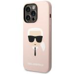 Carcasa Karl Lagerfeld Silicone Karl Head compatibila cu iPhone 14 Pro Max, Roz 3 - lerato.ro