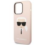 Carcasa Karl Lagerfeld Silicone Karl Head compatibila cu iPhone 14 Pro Max, Roz 7 - lerato.ro