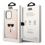 Carcasa Karl Lagerfeld Silicone Karl Head compatibila cu iPhone 14 Pro Max, Roz 9 - lerato.ro
