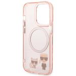 Carcasa Karl Lagerfeld Karl and Choupette Aluminum cu Magsafe compatibila cu iPhone 14 Pro Max, Roz 8 - lerato.ro