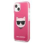Carcasa Karl Lagerfeld Choupette Head compatibila cu iPhone 13, Roz 3 - lerato.ro