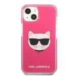Carcasa Karl Lagerfeld Choupette Head compatibila cu iPhone 13, Roz 2 - lerato.ro