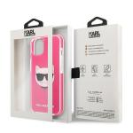 Carcasa Karl Lagerfeld Choupette Head compatibila cu iPhone 13, Roz 9 - lerato.ro