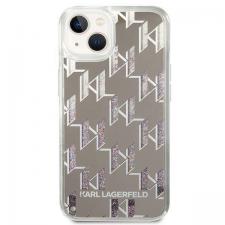Carcasa Karl Lagerfeld Liquid Glitter Monogram compatibila cu iPhone 14 Plus, Silver