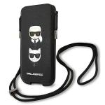 Geanta universala Karl Lagerfeld Saffiano Ikonik Karl and Choepette Head compatibila cu dispozitive de pana la 6.1 inch, Negru 3 - lerato.ro