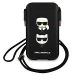 Geanta universala Karl Lagerfeld Saffiano Ikonik Karl and Choepette Head compatibila cu dispozitive de pana la 6.1 inch, Negru 2 - lerato.ro