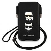 Geanta universala Karl Lagerfeld Saffiano Ikonik Karl and Choepette Head compatibila cu dispozitive de pana la 6.1 inch, Negru