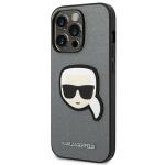 Carcasa Karl Lagerfeld Saffiano Karl Head Patch compatibila cu iPhone 14 Pro, Silver 3 - lerato.ro