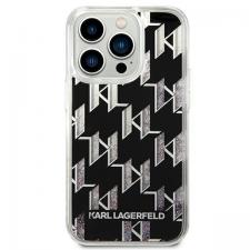 Carcasa Karl Lagerfeld Liquid Glitter Monogram compatibila cu iPhone 14 Pro, Negru