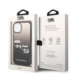 Carcasa Karl Lagerfeld Ikonik Karl and Choupette compatibila cu iPhone 14, Negru 9 - lerato.ro