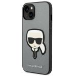 Carcasa Karl Lagerfeld Saffiano Karl Head Patch compatibila cu iPhone 14, Silver 3 - lerato.ro