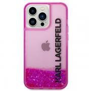 Carcasa Karl Lagerfeld Liquid Glitter Elong compatibila cu iPhone 14 Pro Max, Roz