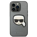 Carcasa Karl Lagerfeld Saffiano Karl Head Patch compatibila cu iPhone 14 Pro Max, Silver 2 - lerato.ro