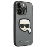 Carcasa Karl Lagerfeld Saffiano Karl Head Patch compatibila cu iPhone 14 Pro Max, Silver 5 - lerato.ro