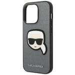Carcasa Karl Lagerfeld Saffiano Karl Head Patch compatibila cu iPhone 14 Pro Max, Silver 7 - lerato.ro
