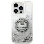 Carcasa Karl Lagerfeld Liquid Glitter RSG compatibila cu iPhone 14 Pro Max, Silver 2 - lerato.ro