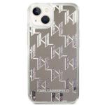 Carcasa Karl Lagerfeld Liquid Glitter Monogram compatibila cu iPhone 14, Silver 2 - lerato.ro
